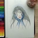 Mon projet du cours : Dessin de portraits expressifs aux crayons de couleur . Un proyecto de Dibujo, Dibujo de Retrato, Sketchbook y Dibujo con lápices de colores de Lauralee Dumez - 07.05.2023