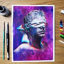 Il mio progetto del corso: Ritratto creativo in chiaroscuro con matita. Ilustração tradicional, Desenho a lápis, Desenho de retrato, Desenho artístico, e Desenho com lápis de cor projeto de Sabrina Germano - 19.04.2023