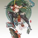 Nezha. dragon slayer. Een project van Traditionele illustratie van Hung Nguyen - 21.05.2023