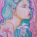 Akashic Influence. Een project van Traditionele illustratie, Craft,  Beeldende kunst, Schilderij,  Tekening, Tekening met potlood,  Schetsen,  Creativiteit, Aquarelschilderen,  Portrettekening,  Artistieke tekening,  Acr, lschilderij, Sketchbook, Anatomisch tekenen,  Illustratie met inkt, Schilderen met gouache y Matte painting van Christine Mylona - 26.05.2023