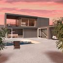 Sunset by the pool. Design, 3D, Modelagem 3D, e Arquitetura projeto de Brenda Martínez - 27.05.2023
