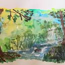 My project for course: Fantasy Landscapes with Watercolor & Gouache. Fine Arts, Watercolor Painting, Naturalistic Illustration, and Gouache Painting project by Adriana Cristea - 05.28.2023