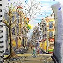 Mi proyecto del curso: Dibujo arquitectónico expresivo con marcadores de colores. Un proyecto de Bocetado, Dibujo, Ilustración arquitectónica, Sketchbook e Ilustración con tinta de Ainho @sonambulainho - 13.06.2023