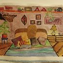 Little Room in watercolors. Traditional illustration, Painting, Set Design, Creativit, Drawing, Watercolor Painting, Stor, telling, Realistic Drawing, Artistic Drawing, and Gouache Painting project by Violeta Pastrana Merande - 06.13.2023