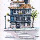 Mein Abschlussprojekt für den Kurs: Expressive Architekturskizzen mit Markern. Een project van  Schetsen,  Tekening,  Architecturale illustratie, Sketchbook y  Illustratie met inkt van chivaro - 19.06.2023