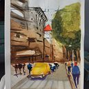 Mi proyecto del curso: Paisajes urbanos en acuarela . % Maria Eugenia Caceres tarafından hazırlanan Güzel sanatlar, Sulubo, a Resim, Mimari İllüstras, Ve on projesi - 06.20.2023