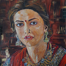 Portrait réaliste à l'huile : détails et expressions. Deepika Padukone. Painting, and Traditional illustration project by Cindy Crespel - 06.21.2023