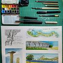 Caderno de viagem em aquarela - ATERRO DO FLAMENGO, RIO DE JANEIRO, BRASIL . % Luana Grzybowski tarafından hazırlanan Geleneksel illüstras, on, Sulubo, a Resim, Mimari İllüstras, on, Ve Eskiz defteri projesi - 06.19.2023
