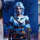 MtG alter - Ciri from The Witcher 3. Artesanato, Ilustração tradicional, e Pintura Acrílica projeto de Naomi Busard - 02.07.2023