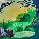 Mon projet du cours : Paysages fantastiques à l'aquarelle et à la gouache. Een project van  Beeldende kunst, Schilderij, Aquarelschilderen, Naturalistische illustratie y Schilderen met gouache van florence_scheun - 02.07.2023