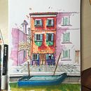 Casetta di Burano. Venezia.. Projekt z dziedziny Sketching,  R, sunek,  R, sunek architektoniczn, Sketchbook,  R i sunek atramentem użytkownika Giacomo Gradi - 02.07.2023