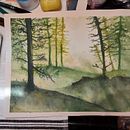 Watercolor Forest with Light Cascading Through The Branches. Pintura, e Pintura em aquarela projeto de Ari Brooks - 03.07.2023