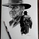 Indiana Jones ilustración con grafito . Traditional illustration project by simonartist - 07.04.2023