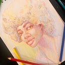 My project for course: Vibrant Portrait Drawing with Colored Pencils. Un projet de Dessin, Dessin de portrait, Carnet de croquis, Dessin aux cra , et ons de couleur de Rewan Jamaly - 04.07.2023