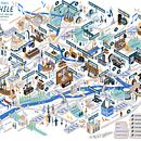 My project for course: Isometric Map Illustration: Capture a City's Vibrancy. Un progetto di Illustrazione tradizionale, Infografica, Disegno, Illustrazione digitale e Pittura digitale di coco moy - 10.07.2023