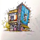 Mi proyecto del curso: Dibujo arquitectónico expresivo con marcadores de colores. Esboçado, Desenho, Ilustração arquitetônica, Sketchbook e Ilustração com tinta projeto de Arlins - 15.07.2023