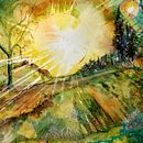 My project for course: Dreamy Watercolor Landscapes: Paint with Light, Sunburst, Artist_ Brenda_ Lewis . % Brenda L tarafından hazırlanan Tablo, Sulubo, Ve a Resim projesi - 07.19.2023
