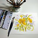 Mein Abschlussprojekt für den Kurs: Blumen-Kompositionen mit Aquarell malen Ein Projekt aus dem Bereich Traditionelle Illustration, Bildende Künste, Malerei, Aquarellmalerei, Botanische Illustration und Naturalistische Illustration von Carina Reinisch - 21.07.2023