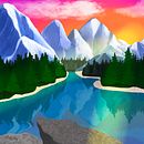 Mountain Scene. Een project van Traditionele illustratie van Kim Thirion - 25.07.2023