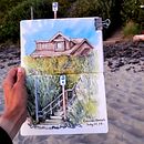 Urban sketching. Places.. Esboçado, Sketchbook, Pintura em aquarela, e Pintura projeto de Anastasia Vasileva - 01.08.2023