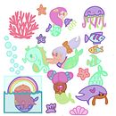 Sirenitas. Mi proyecto del curso: Ilustración kawaii: crea personajes encantadores. Un proyecto de Ilustración tradicional, Diseño de personajes y Manga de Nela A. Lamicq - 05.08.2023