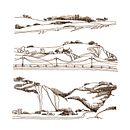 Les Frontières. Traditional illustration, Design, Architecture, Art Direction, Drawing, Creativit, Sketching, Artistic Drawing, Architectural Illustration, Ink Illustration, and Editorial Illustration project by Hanna Stoianova - 08.06.2023