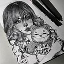 A girl holding a teddy bear. Een project van Traditionele illustratie, Tekening met potlood,  Tekening y Realistische tekening van Crystal YG - 08.08.2023