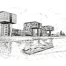 Mein Abschlussprojekt für den Kurs: Urbane Architekturskizzen mit Tusche. Un projet de Illustration traditionnelle, Esquisse , Dessin, Illustration architecturale et Illustration à l'encre de Mechthild Hendricks - 31.08.2023