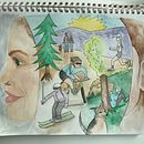 My project for course: Surreal Illustration with Watercolor and Ink. Un proyecto de Ilustración tradicional, Bellas Artes, Pintura, Dibujo y Pintura a la acuarela de corinawaage - 05.09.2023