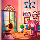 GRANDMA'S HOUSE - ILLUSTRATION. Projekt z dziedziny Trad, c, jna ilustracja,  Manager art, st, czn, Grafika ed, torska, Ilustracja c i frowa użytkownika Ana Katharine Frota - 05.09.2023