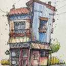 My project for course: Expressive Architectural Sketching with Colored Markers. Esboçado, Desenho, Ilustração arquitetônica, Sketchbook e Ilustração com tinta projeto de Margie Forestier - 07.09.2023