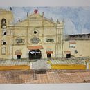 Verna Church, Goa, India . Een project van Schilderij y Aquarelschilderen van savsanches - 10.09.2023