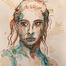 Mein Abschlussprojekt für den Kurs: Experimentelle Porträts mit Tinte, Tee und Alkohol. Een project van  Illustratie met inkt,  Tekening,  Beeldende kunst y Schilderij van rheanoakes - 12.09.2023