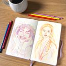Final Project: Portrait Drawing with Colored Pencils. Drawing, Portrait Drawing, Sketchbook, and Colored Pencil Drawing project by Paula - 09.26.2023
