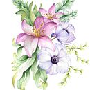Proyecto del curso: Técnicas artísticas para ilustración naturalista.“Lirios, anémonas y hojas: atrapando mirandas movidas por el viento”. . Un proyecto de Ilustración tradicional, Pintura a la acuarela, Pintura acrílica, Ilustración botánica, Ilustración con tinta y Dibujo con lápices de colores de Loli Crespo - 27.09.2023