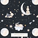 Magic Star Night Kid's Pattern. Pattern Design, and Children's Illustration project by Nastasia Viktorova - 10.05.2023