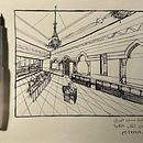 Perspective in a mosque . Drawing project by Ali Alwayel - 10.09.2023