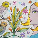 Girl, birds and plants. Un projet de Dessin de Anna Maria Stone - 23.10.2023