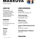 My project for course: Resumes for Creatives: Craft Your CV and Cover Letter. Projekt z dziedziny Doradztwo kreat, wne, Zarządzanie portfolio, Komunikacja i Business użytkownika Lucie Marková - 23.10.2023