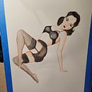 My project for course: Illustration of a Pin-Up with Traditional Techniques. Een project van Traditionele illustratie,  Beeldende kunst, Schilderij, Tekening met potlood y  Tekening van lorenacaraveo - 23.10.2023