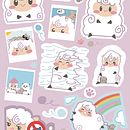 Stickersheet Wolli & Schnurrke. Traditional illustration, and Character Design project by katabi - 10.29.2023