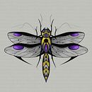 Libélula Neotrad: Design de tatuagem com efeitos dourados. Een project van Traditionele illustratie, Digitale illustratie y  Tatoeageontwerp van Gabriel Amorim - 31.10.2023