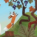 the fox and the grapes. Editorial Design, Paper Craft, Bookbinding, Children's Illustration, Narrative, and Children's Literature project by Harald Pizzinini - 11.08.2023