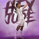 Jude Belligham - Equipación Real Madrid de la década de los 90 - Marcos Segan. Design editorial, Design gráfico, Pós-produção fotográfica, Criatividade, Design de cartaz, Concept Art, Design digital, Correção de cor, Composição fotográfica, Pintura digital, Desenho digital, Fotomontagem, e Matte Painting projeto de Marcos López Ruiz - 08.11.2023