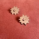 Pink Sun Pins and Earrings (copper). Accessor, Design, Arts, Crafts, Jewelr, Design, and DIY project by magdalena_czyzewska - 11.24.2023