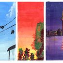 Three Skies painting in Gouache . Ilustrație tradițională, Pictură cu guașă și Arte și meșteșuguri de Sarah Lou - 12.05.2023