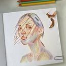 Mi proyecto del curso: Dibujo de retratos llamativos con lápices de colores. Drawing, Portrait Drawing, Sketchbook, and Colored Pencil Drawing project by Irene Rueda - 12.06.2023