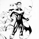 Nightwing y el caballero oscuro . Un proyecto de Ilustración con tinta, Cómic, Creatividad y Dibujo de Chechu Garrido - 11.12.2023