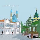 My project for course: Architectural Illustration: Hometown vibe. Un proyecto de Ilustración tradicional, Arquitectura, Dibujo, Ilustración digital e Ilustración arquitectónica de Dauren Kaliaskar - 12.12.2023
