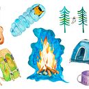 Watercolor stickers . Un projet de Illustration traditionnelle, Esquisse , Créativité, Dessin, Aquarelle , et Carnet de croquis de Anna Guseva - 19.12.2023